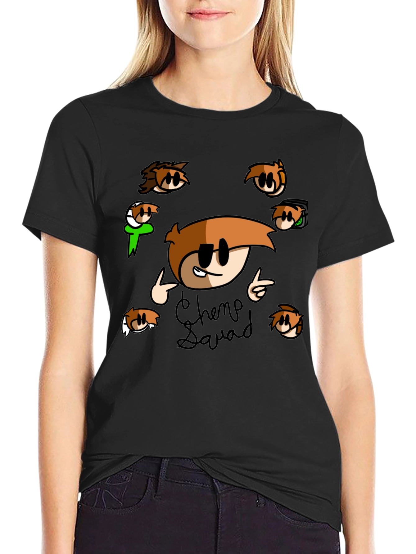 Chemp Squad Graphic Tee - Black Cotton T-Shirt