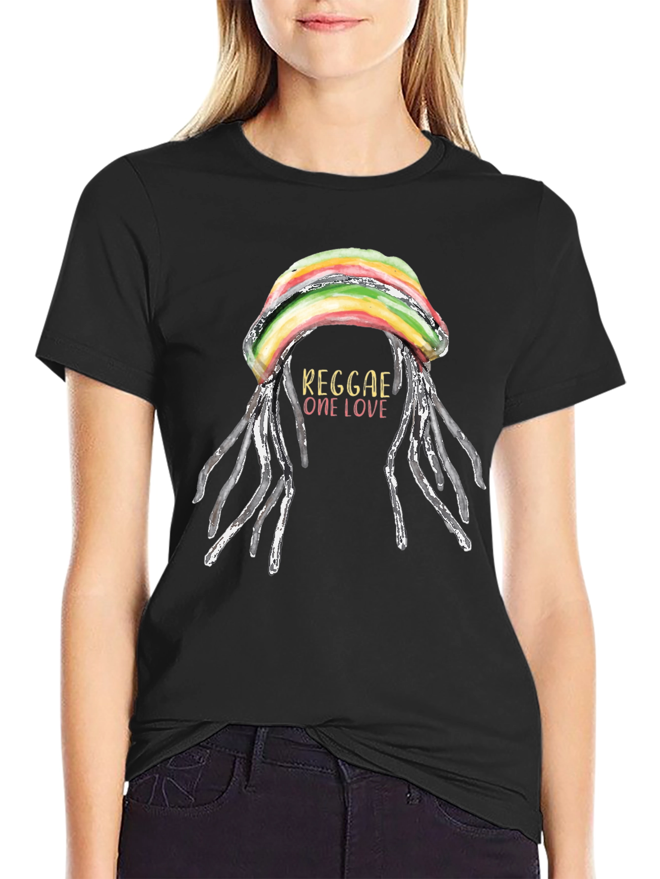 Reggae One Love T-Shirt - Rastafarian Dreadlocks Graphic Tee