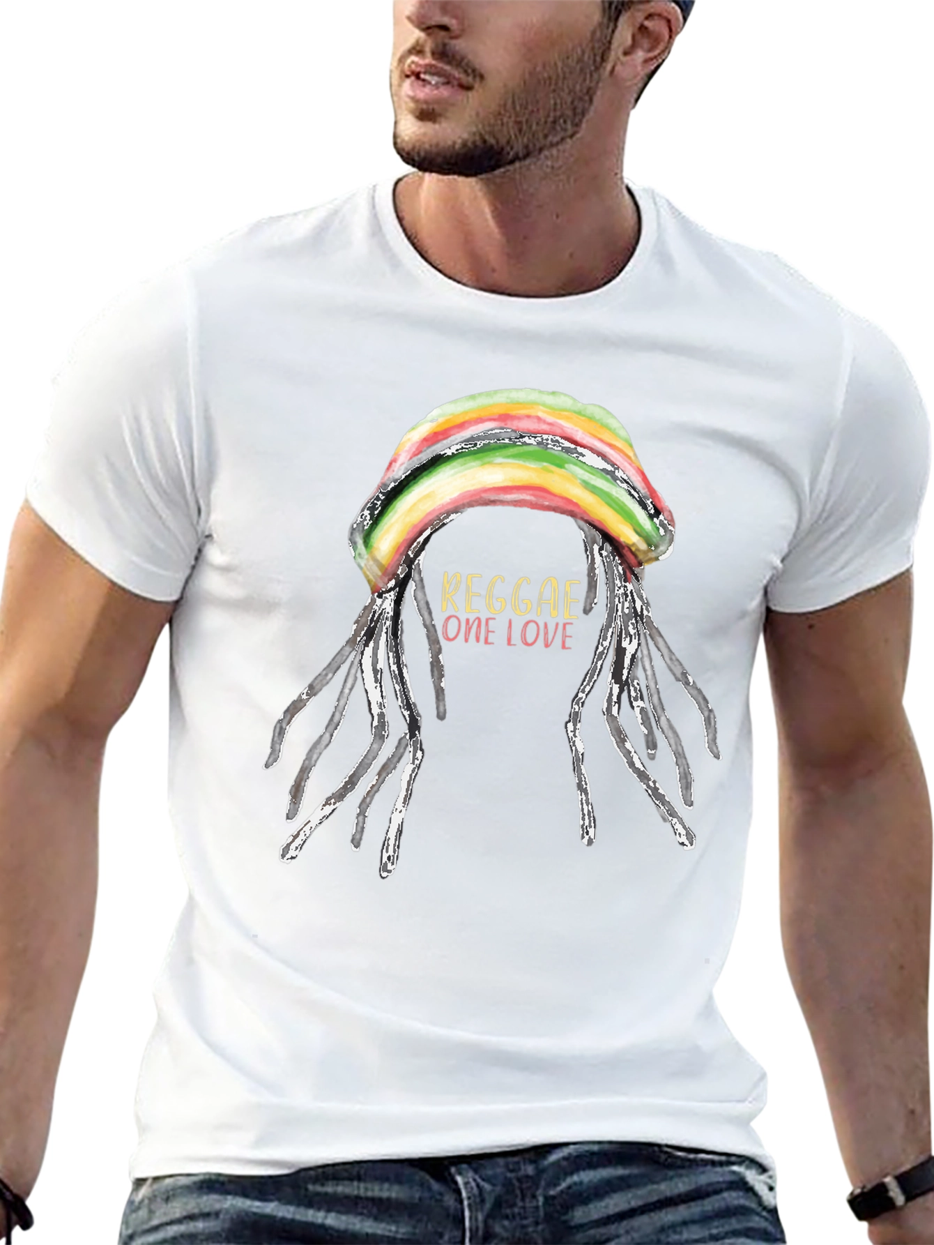 Reggae One Love T-Shirt - Rastafarian Dreadlocks Graphic Tee