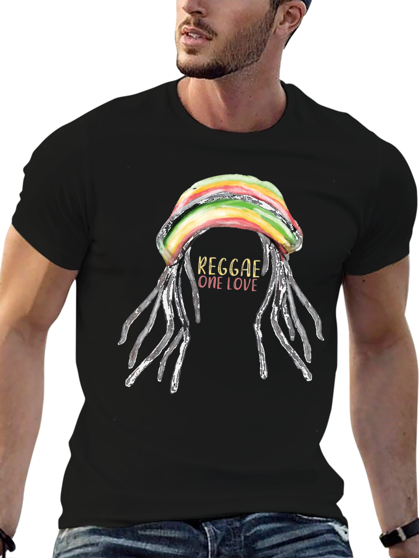Reggae One Love T-Shirt - Rastafarian Dreadlocks Graphic Tee