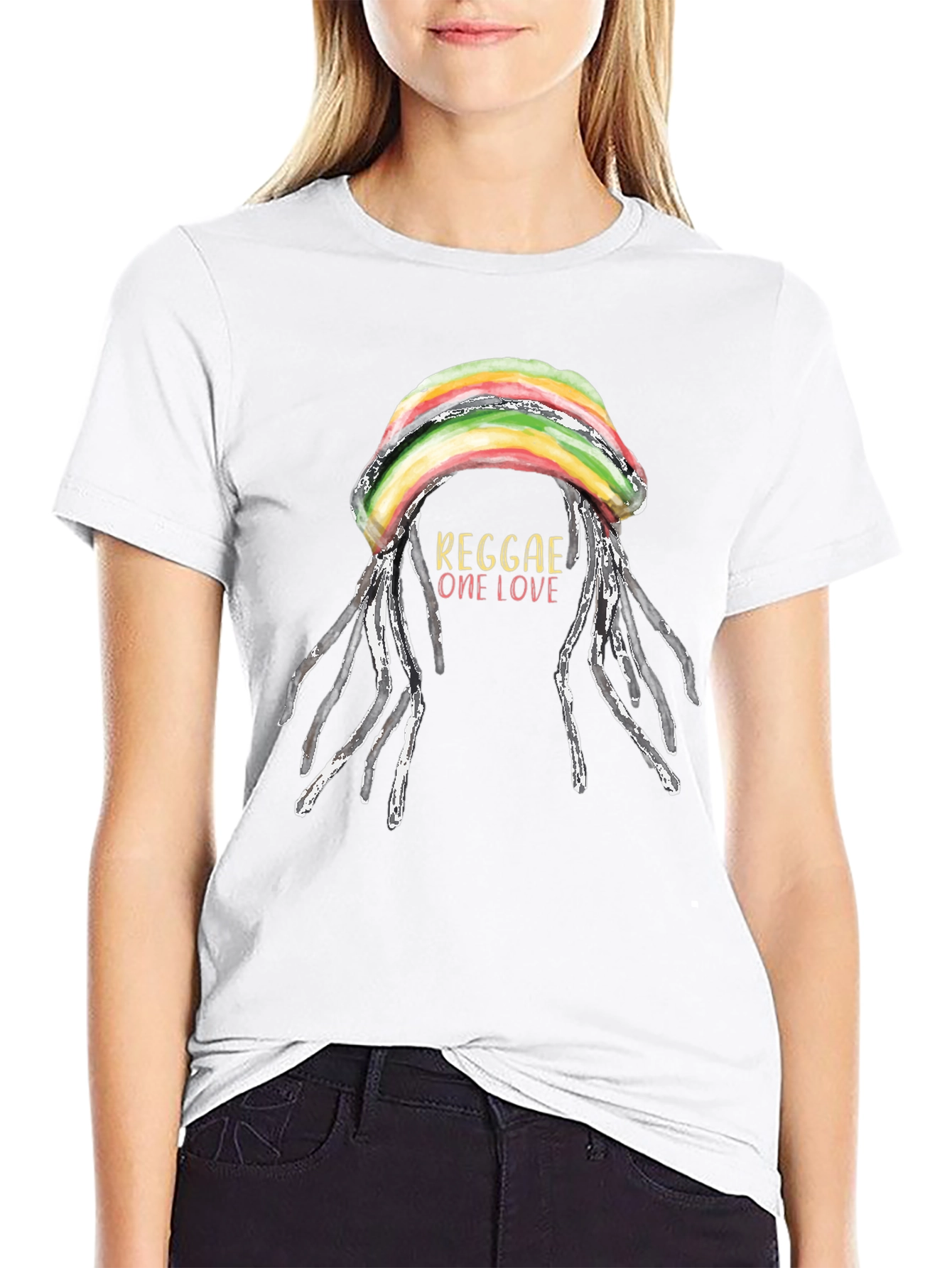 Reggae One Love T-Shirt - Rastafarian Dreadlocks Graphic Tee