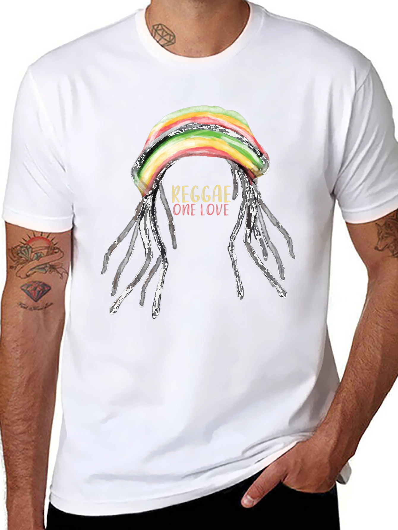 Reggae One Love T-Shirt - Rastafarian Dreadlocks Graphic Tee