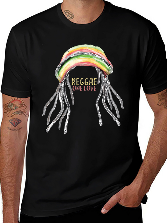 Reggae One Love T-Shirt - Rastafarian Dreadlocks Graphic Tee
