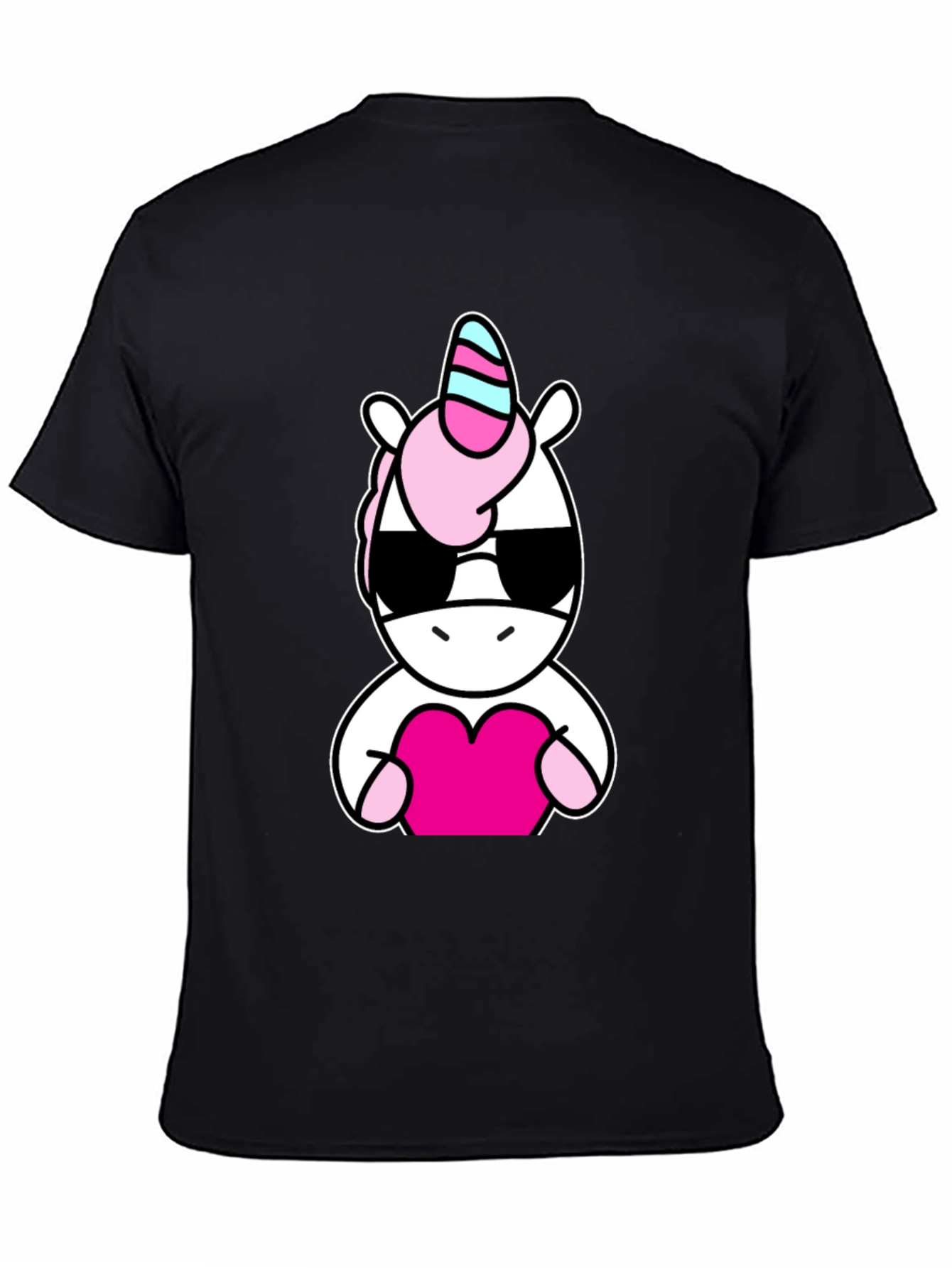 Cool Unicorn Heart Black T-Shirt