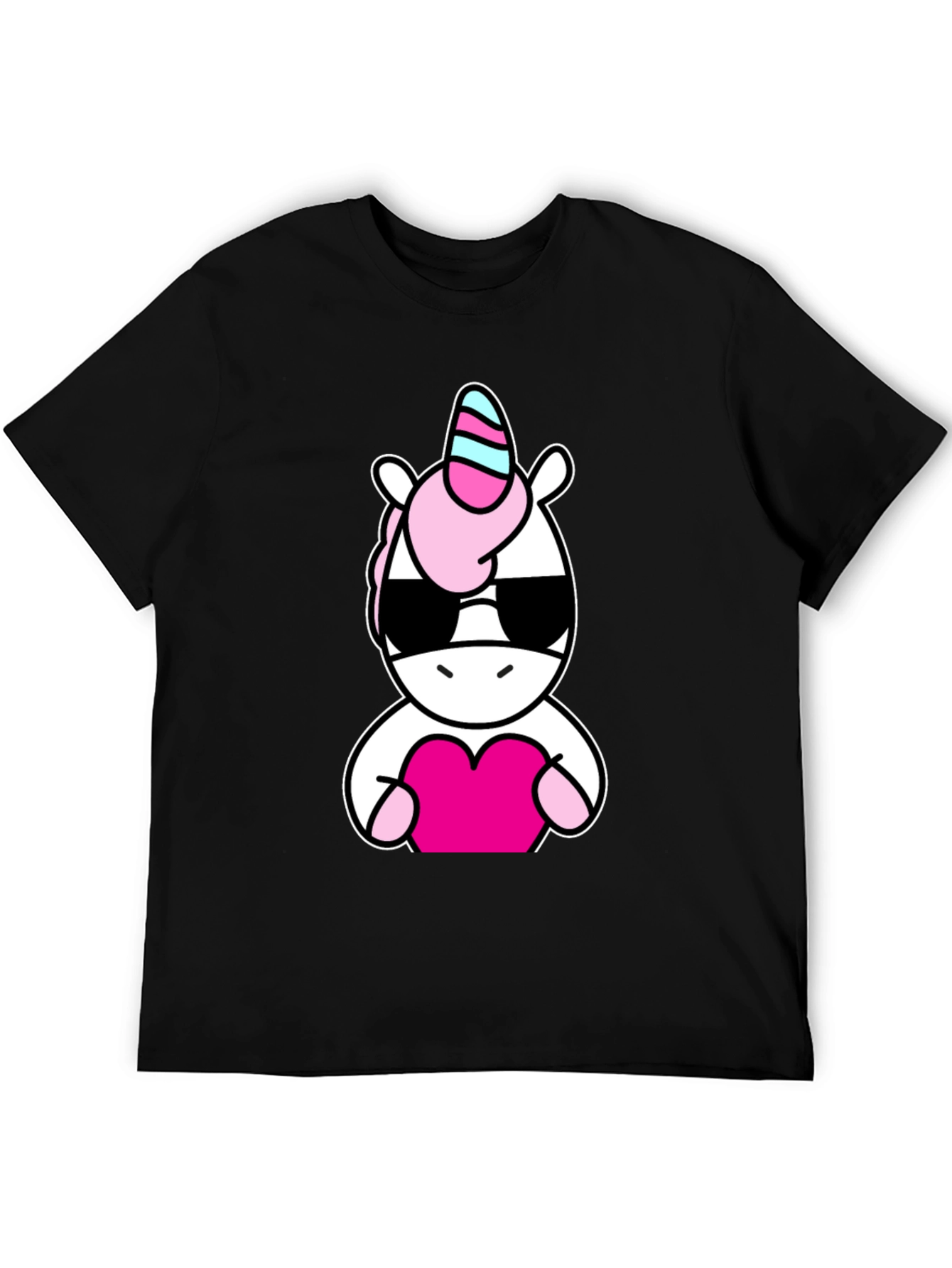 Cool Unicorn Heart Black T-Shirt