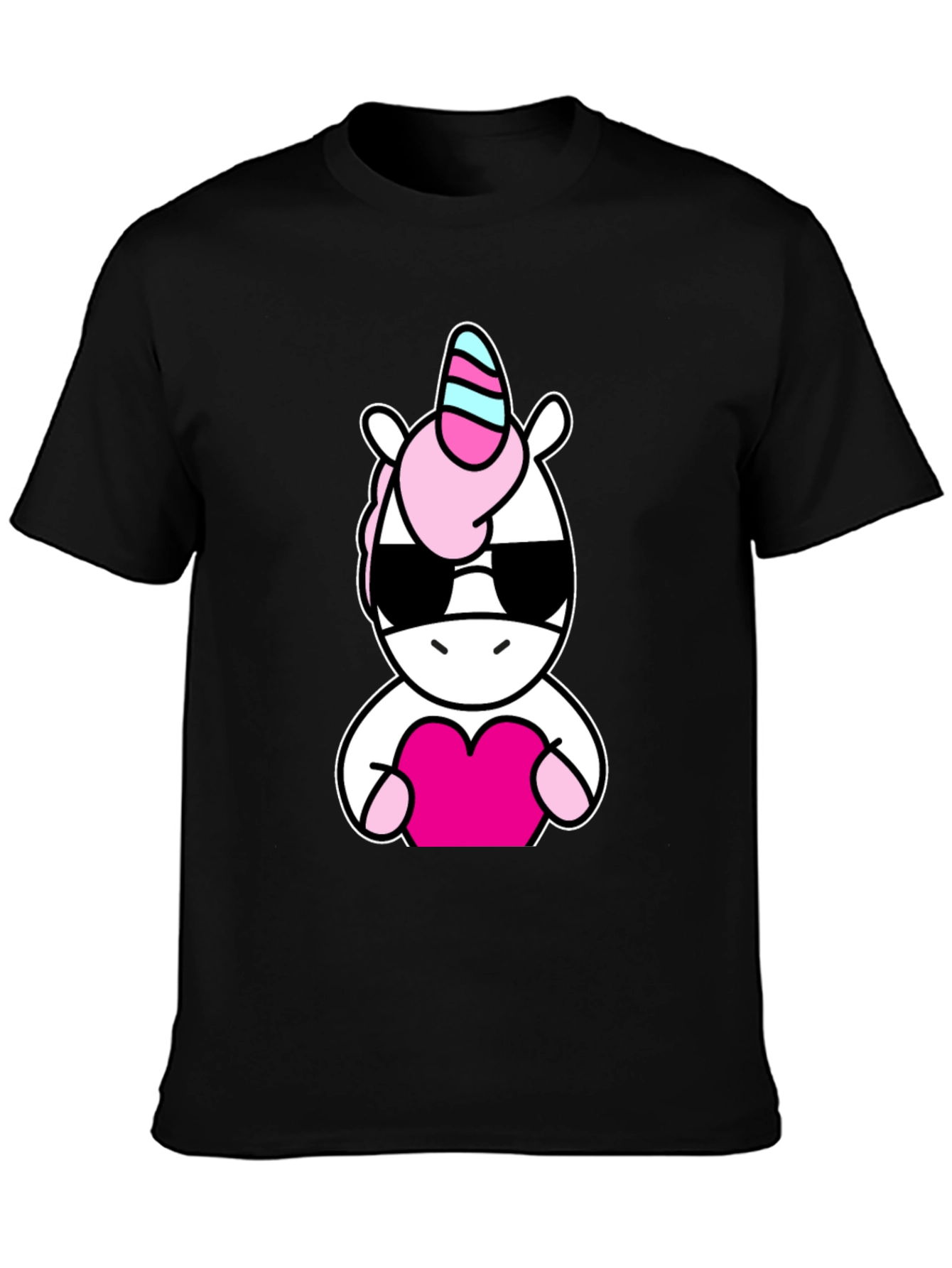 Cool Unicorn Heart Black T-Shirt