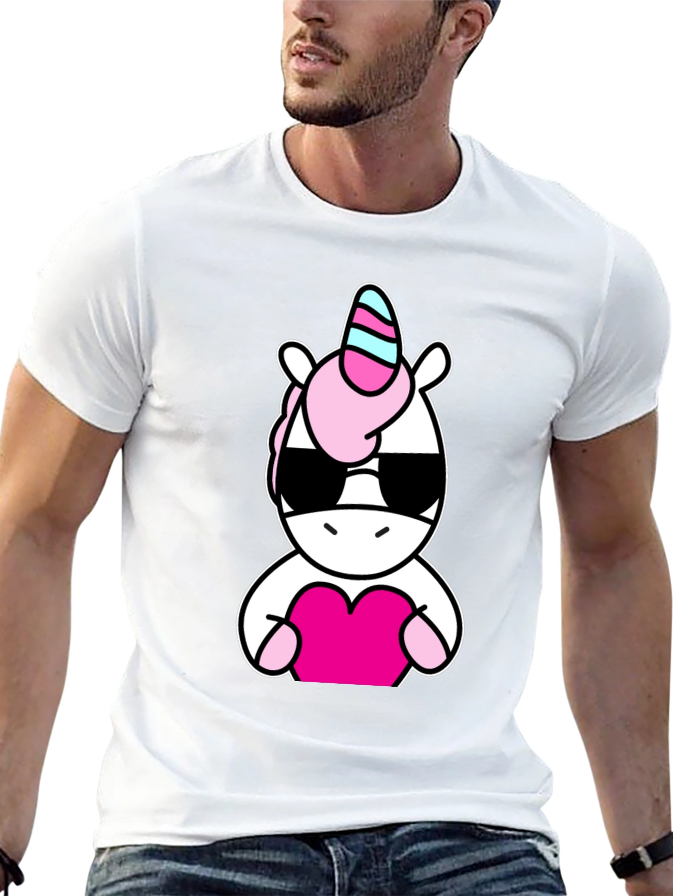 Cool Unicorn Heart Black T-Shirt