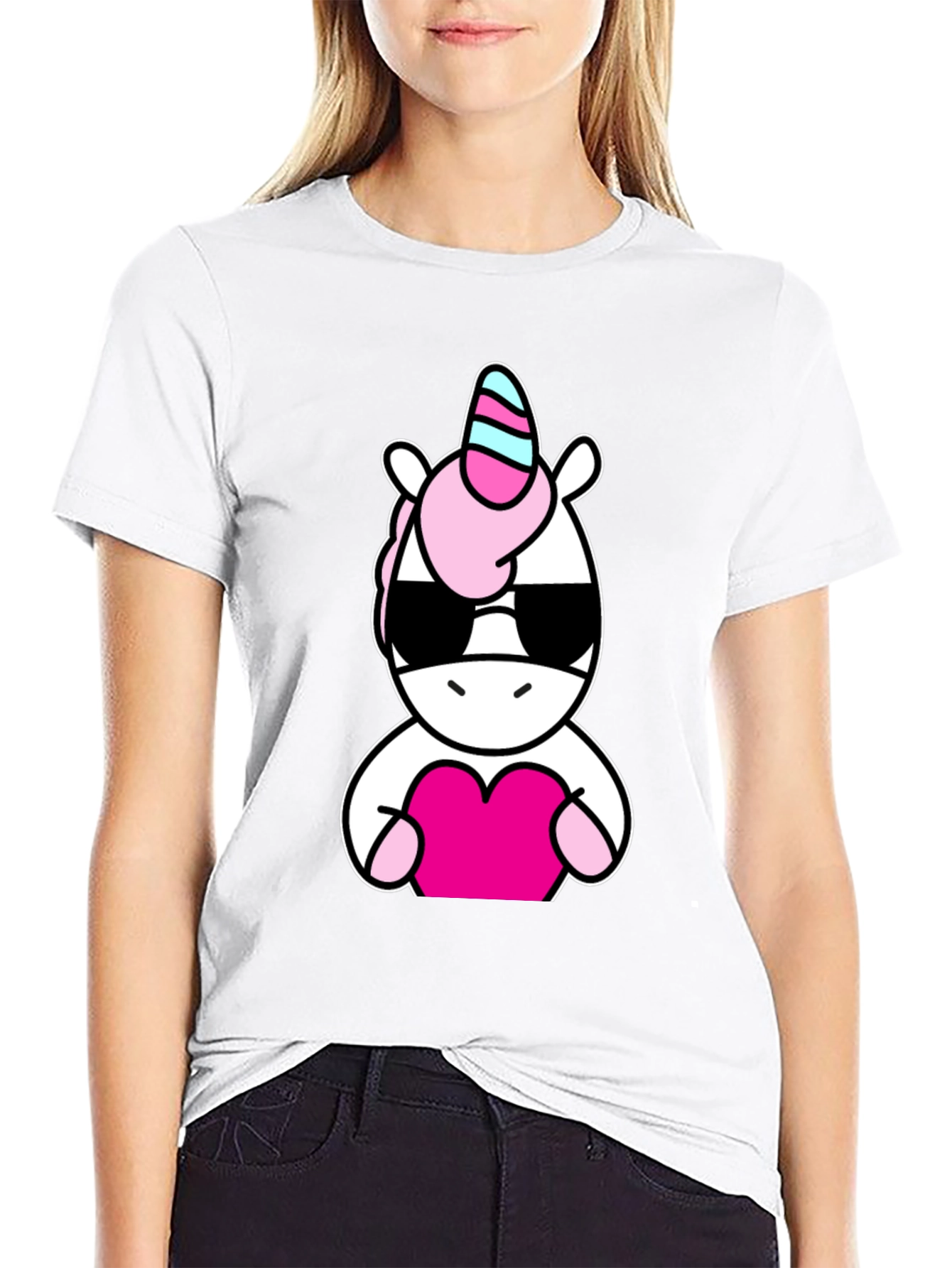 Cool Unicorn Heart Black T-Shirt