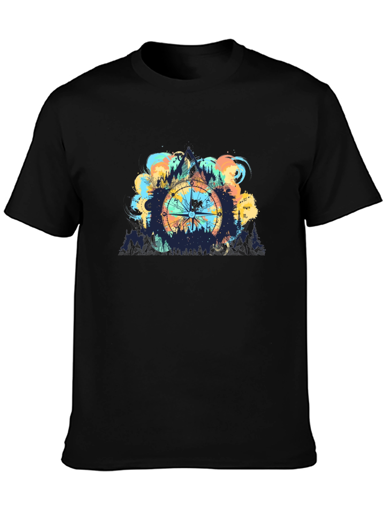 Adventure Compass Graphic Black T-Shirt