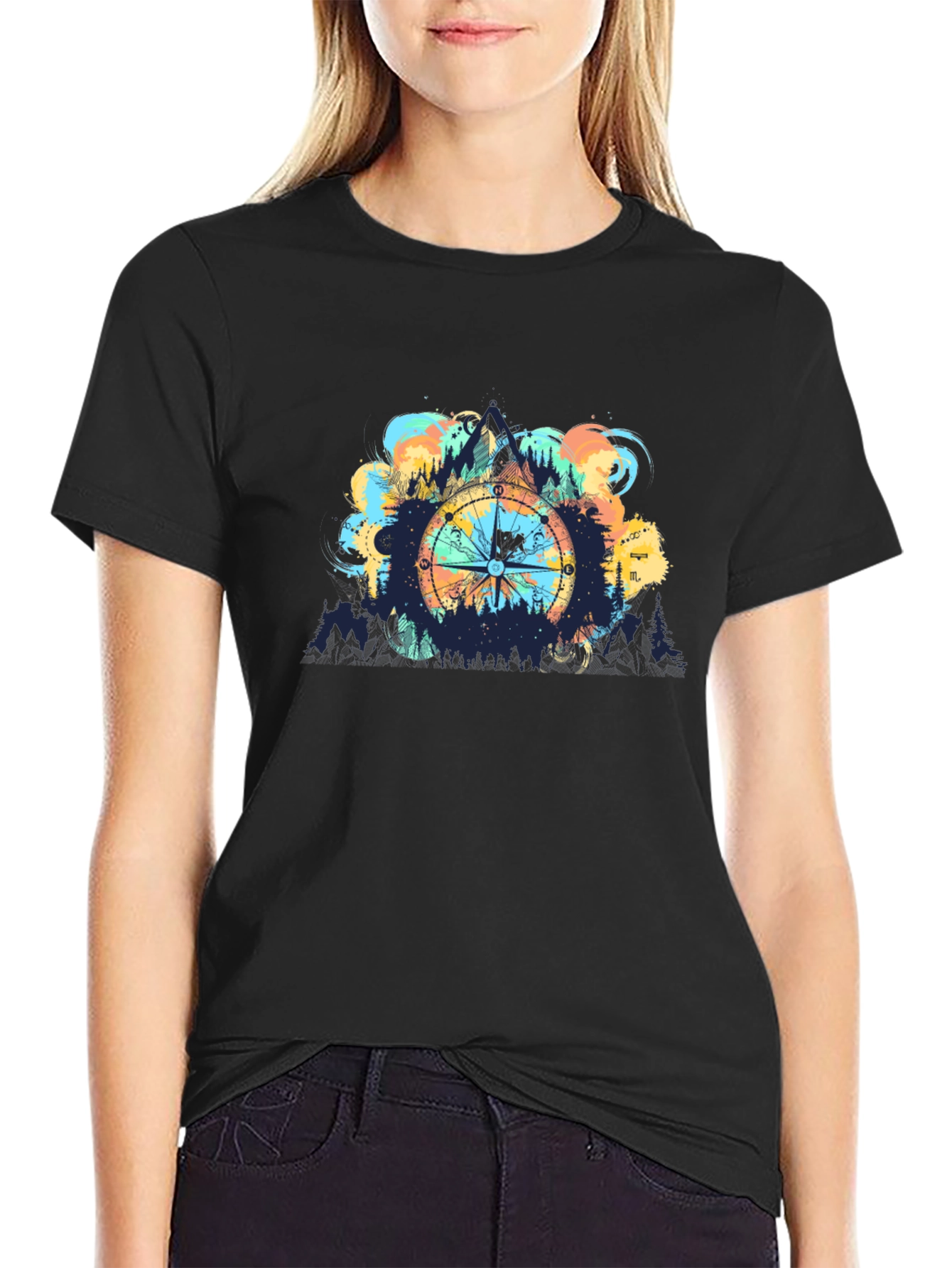 Adventure Compass Graphic Black T-Shirt