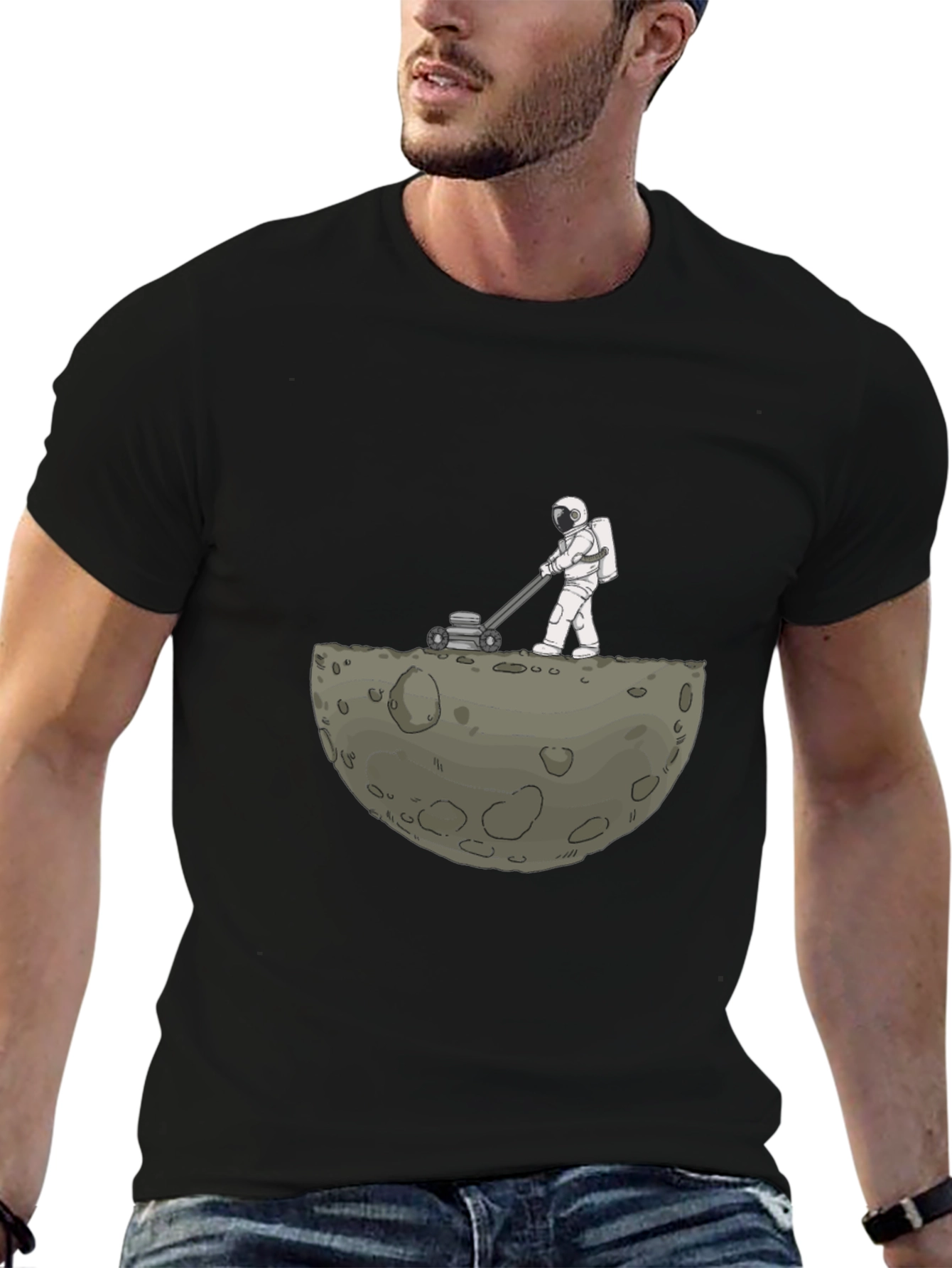 Astronaut Moon Mowing T-Shirt - Unique Graphic Tee