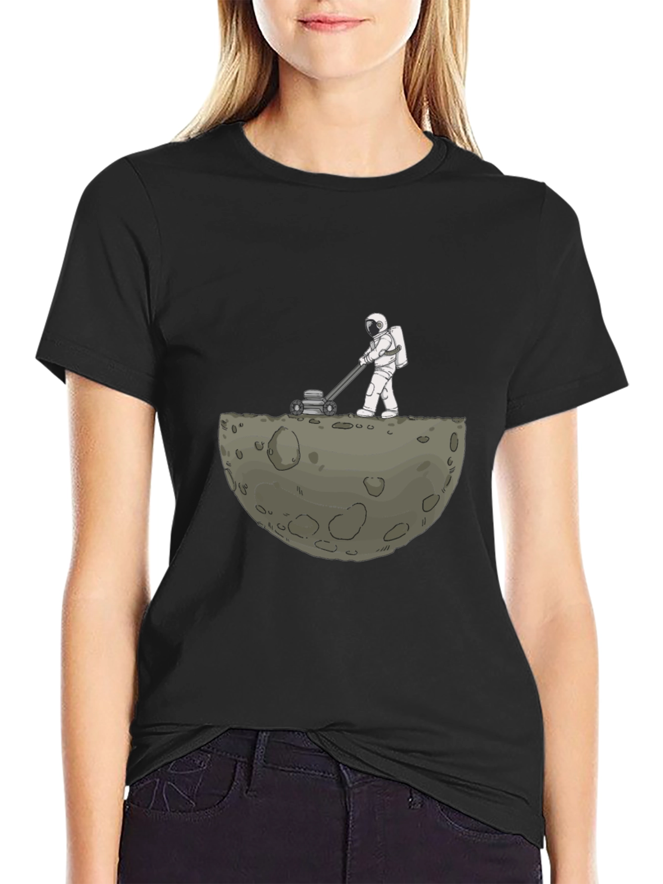 Astronaut Moon Mowing T-Shirt - Unique Graphic Tee