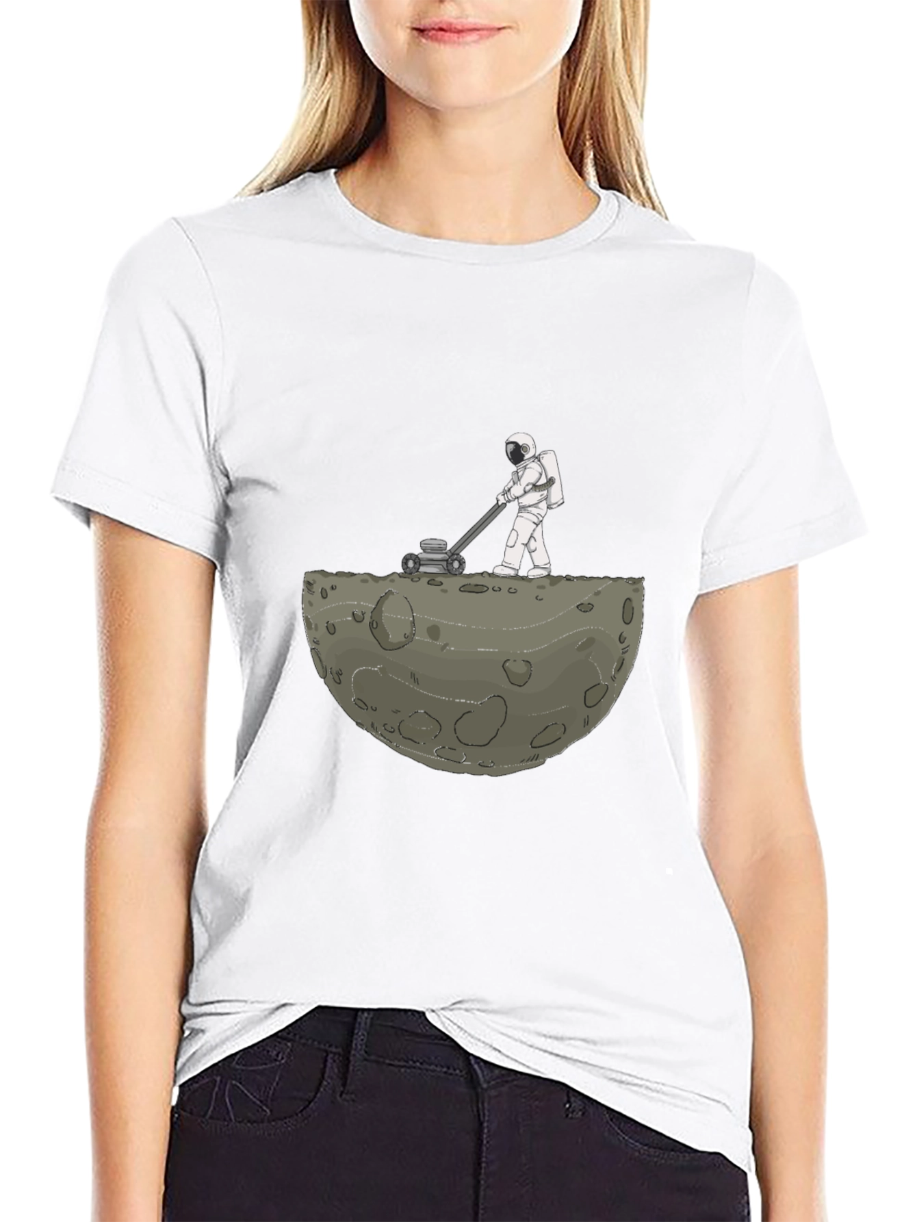 Astronaut Moon Mowing T-Shirt - Unique Graphic Tee