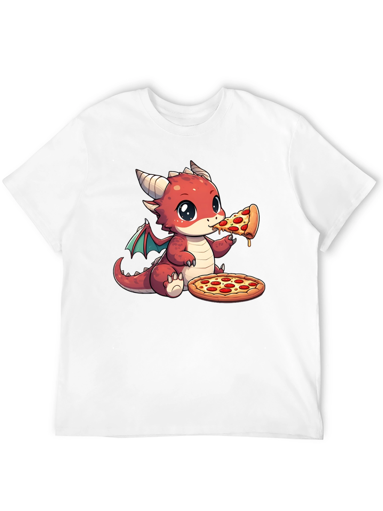 Dragon Eating Pizza Graphic T-Shirt
