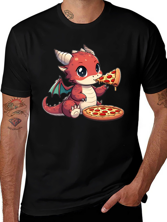 Dragon Eating Pizza Graphic T-Shirt