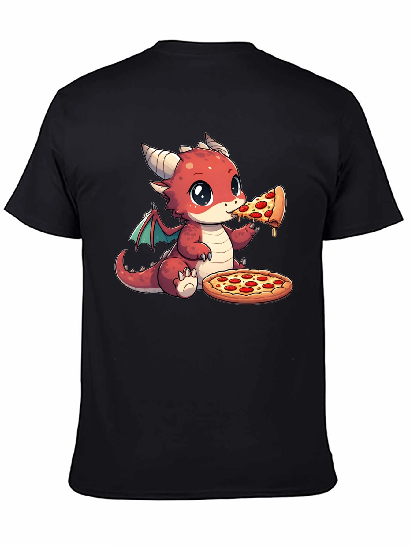 Dragon Eating Pizza Graphic T-Shirt