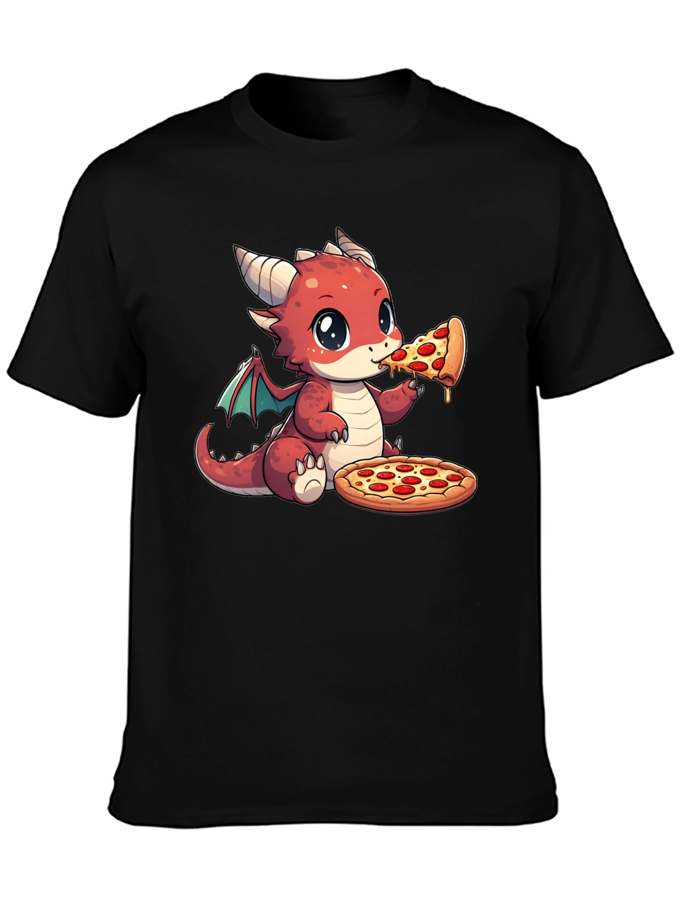 Dragon Eating Pizza Graphic T-Shirt