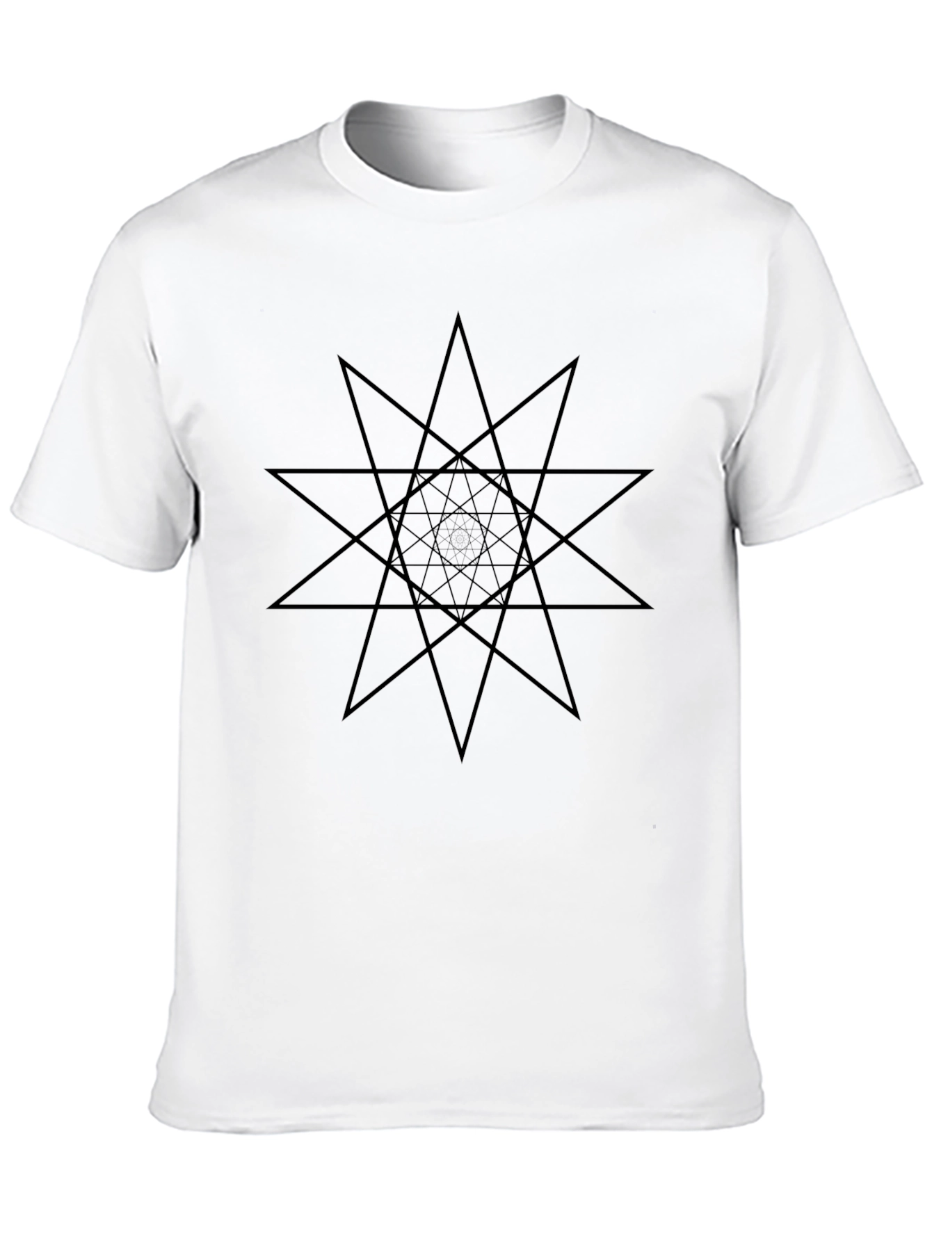 Geometric Star Design Black T-Shirt