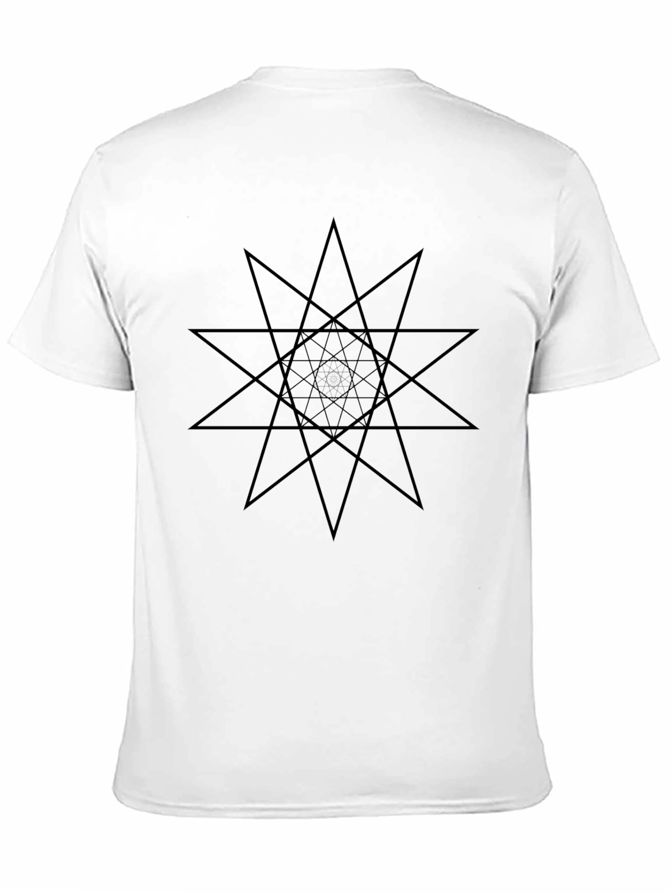 Geometric Star Design Black T-Shirt