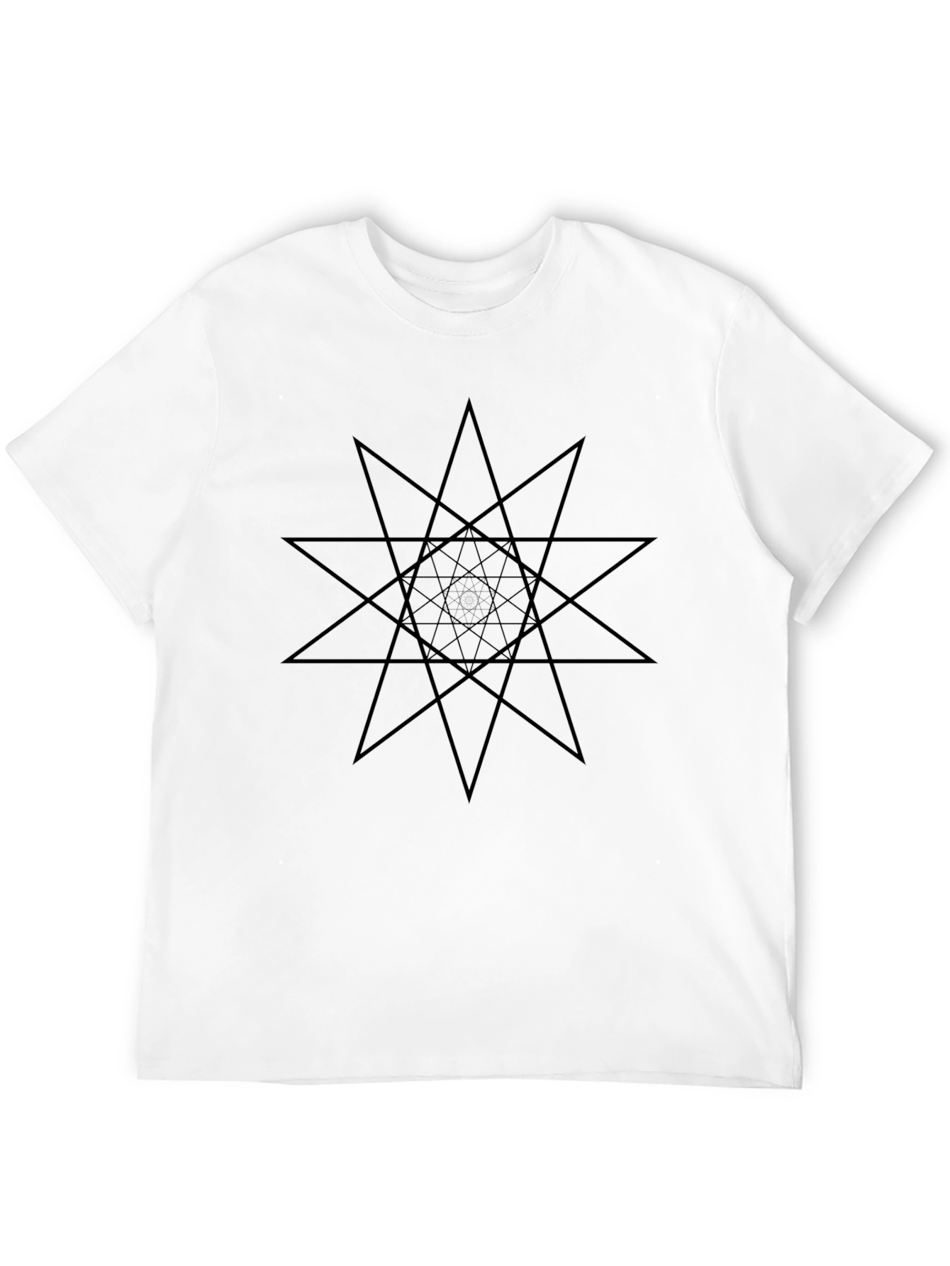 Geometric Star Design Black T-Shirt