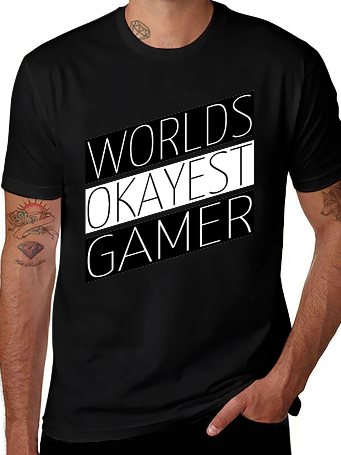 Worlds Okayest Gamer T-Shirt - Black Graphic Tee