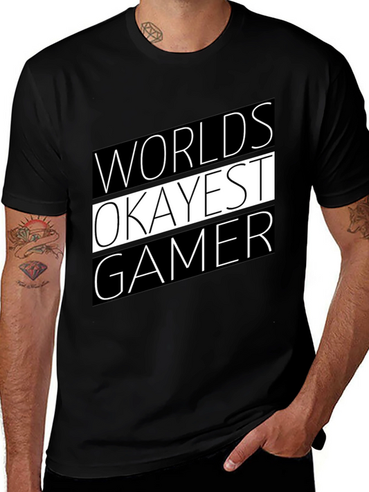 Worlds Okayest Gamer T-Shirt - Black Graphic Tee