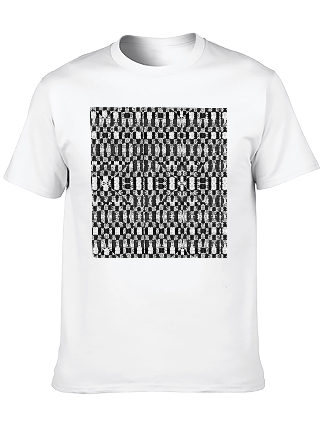 Geometric Checkerboard T-Shirt - Stylish Black Tee