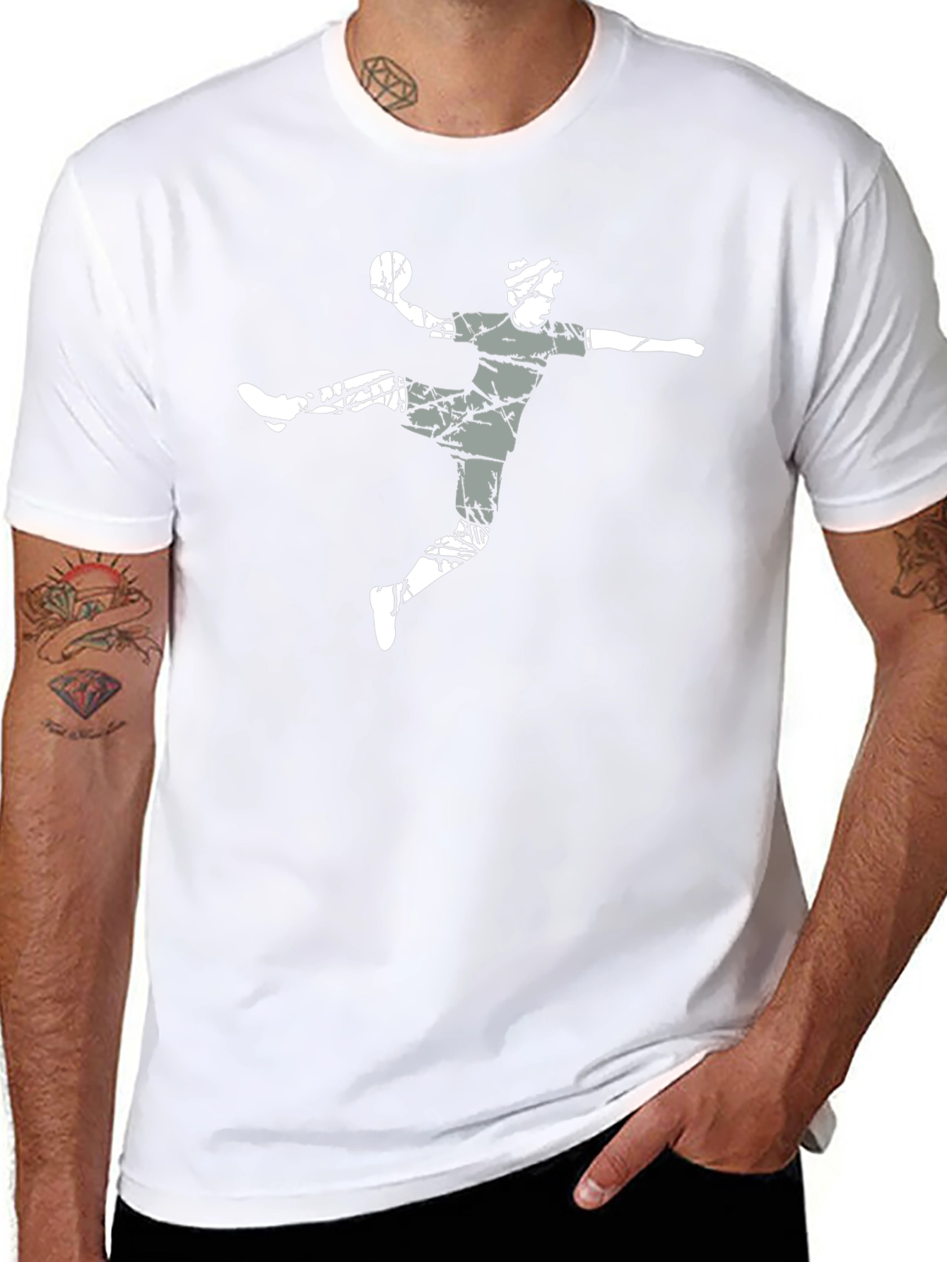 Handball Player Graphic Tee - Black Cotton T-Shirt