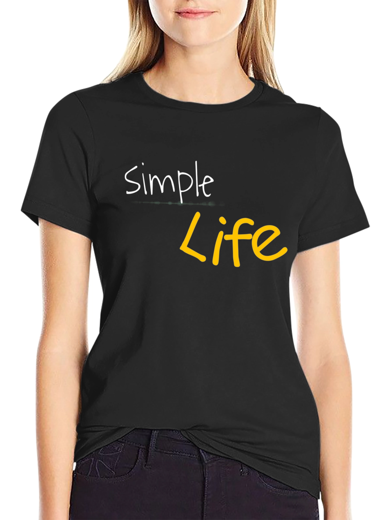 Simple Life Black Graphic Tee - Casual Cotton Shirt