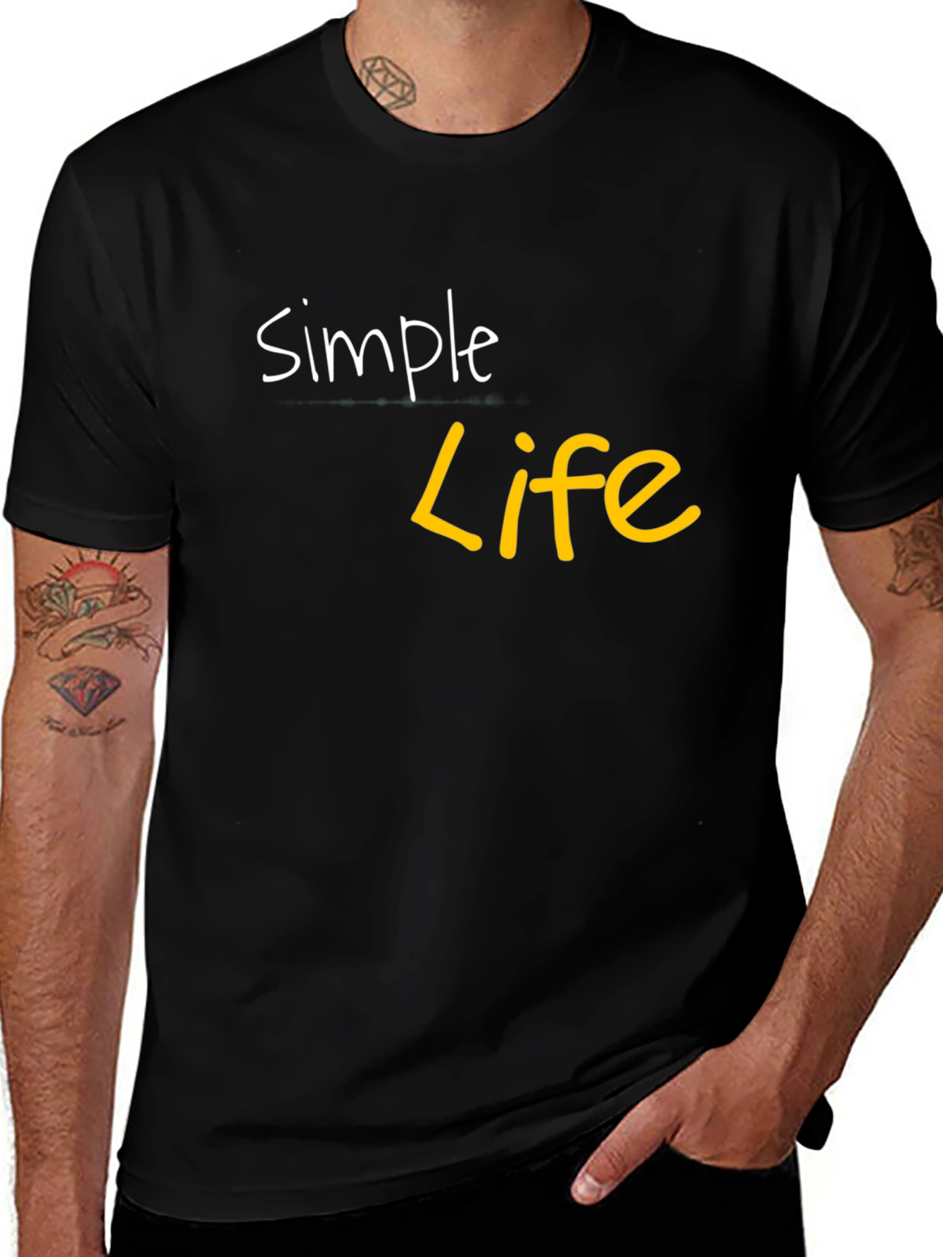 Simple Life Black Graphic Tee - Casual Cotton Shirt