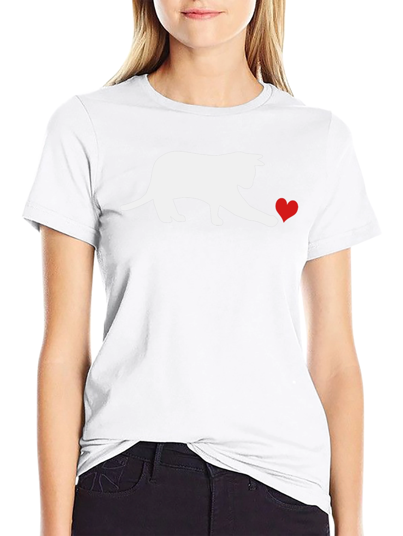 Cat & Heart Graphic Tee - Black