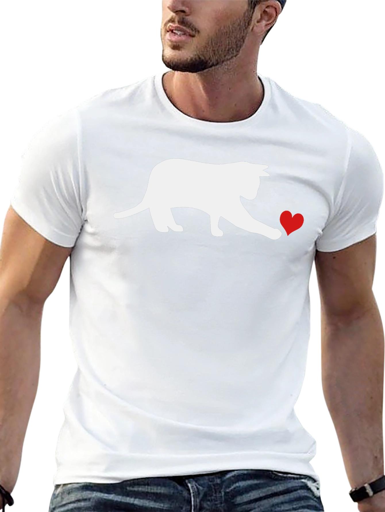 Cat & Heart Graphic Tee - Black