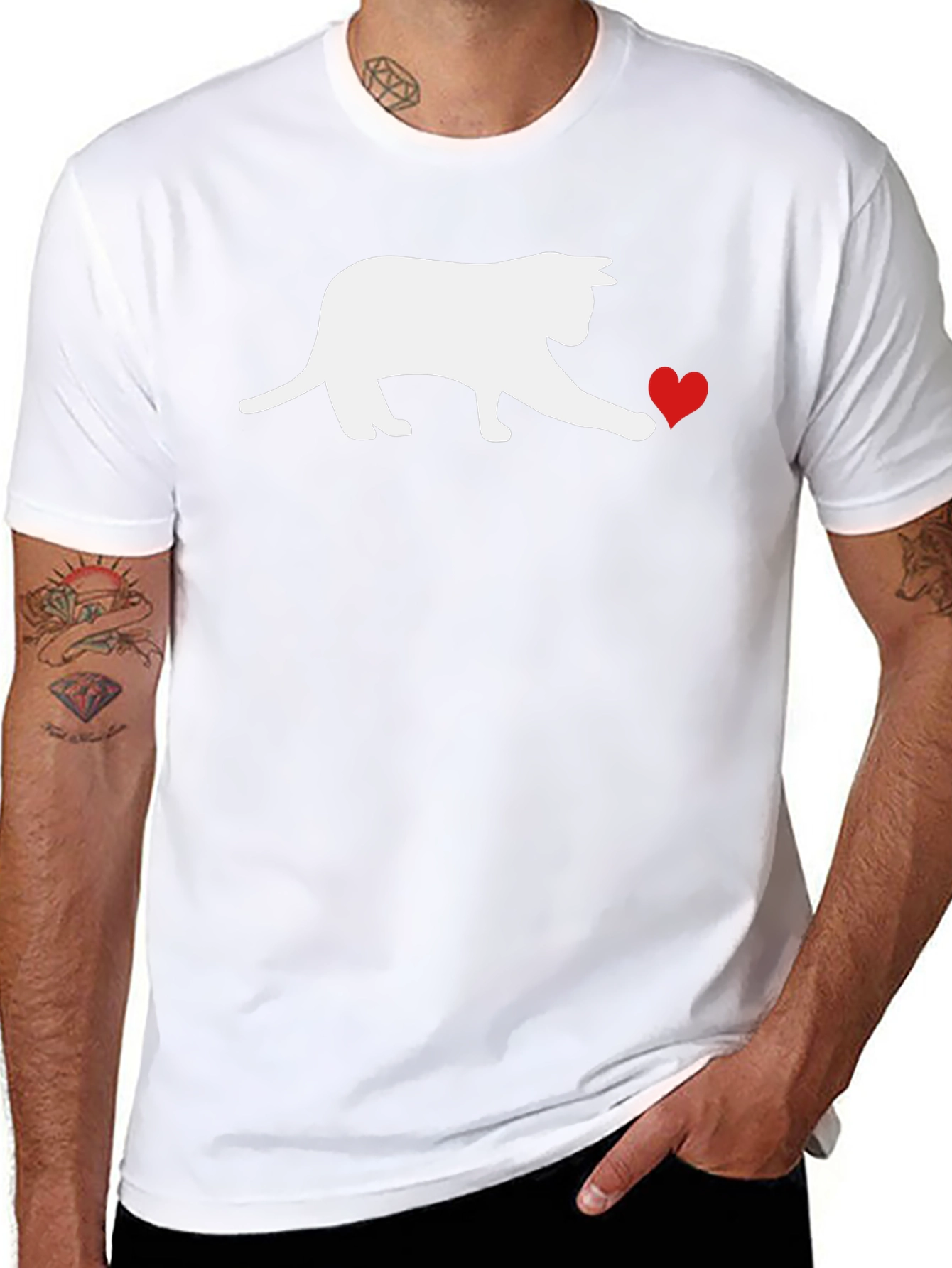 Cat & Heart Graphic Tee - Black