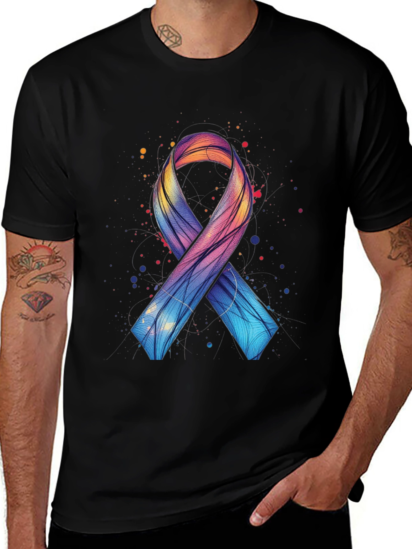 Awareness Ribbon Graphic Tee - Artistic Support Shirt