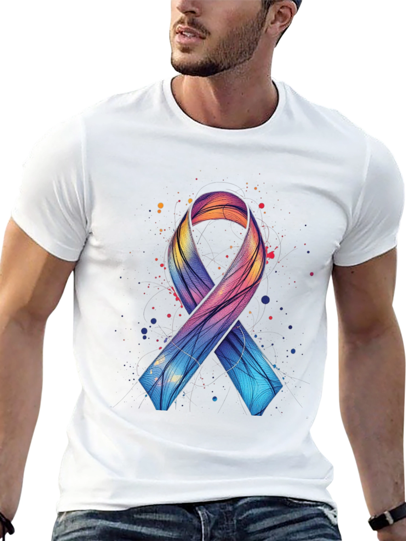 Awareness Ribbon Graphic Tee - Artistic Support Shirt
