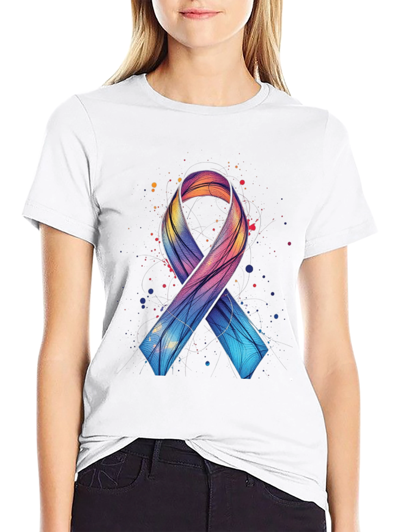 Awareness Ribbon Graphic Tee - Artistic Support Shirt
