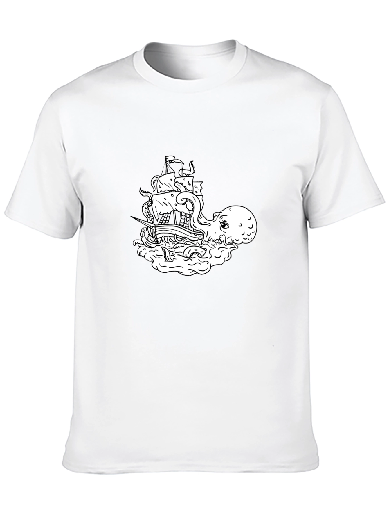 Octopus vs Ship Graphic T-Shirt
