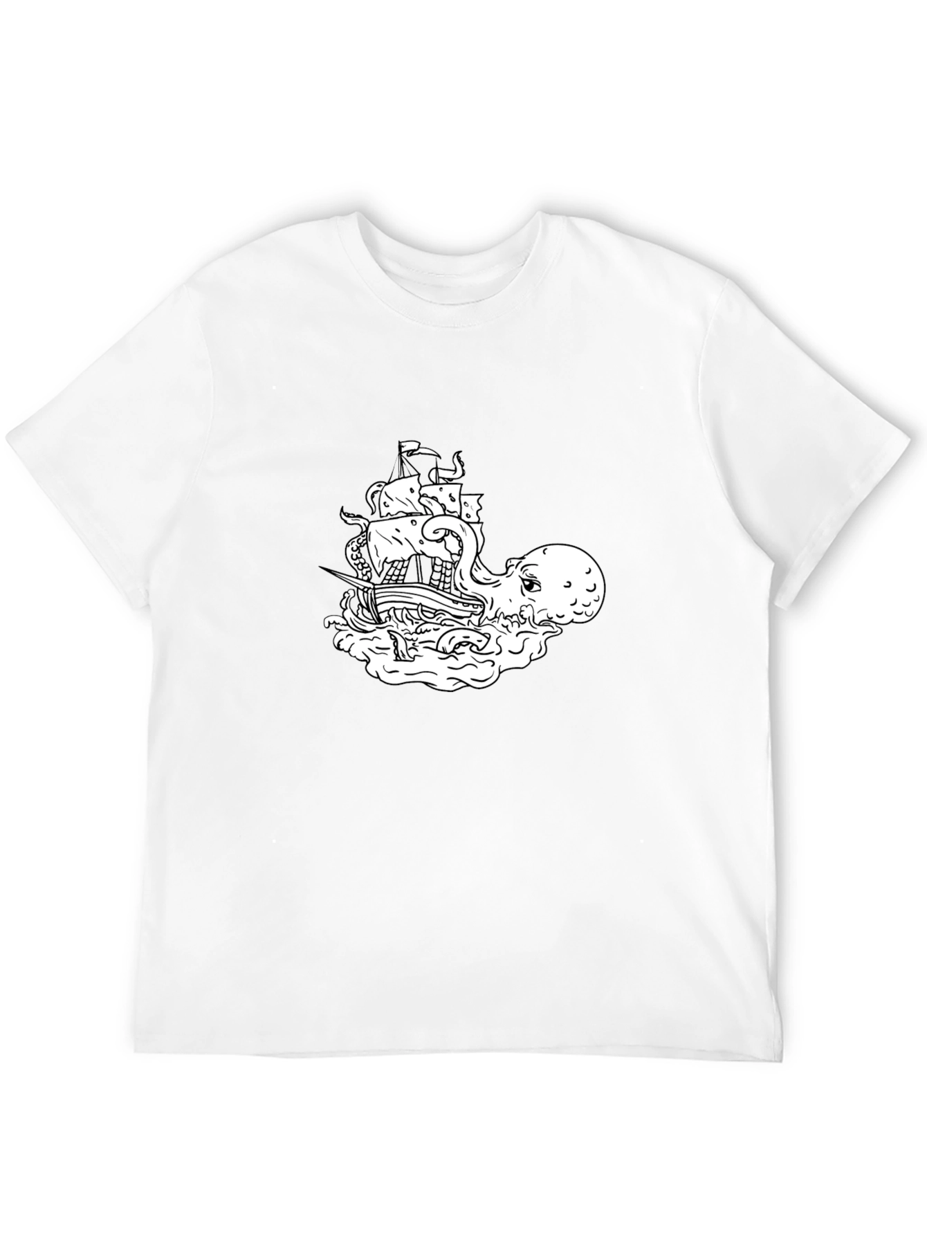 Octopus vs Ship Graphic T-Shirt