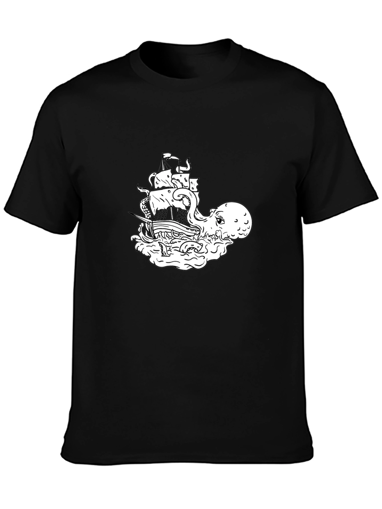 Octopus vs Ship Graphic T-Shirt