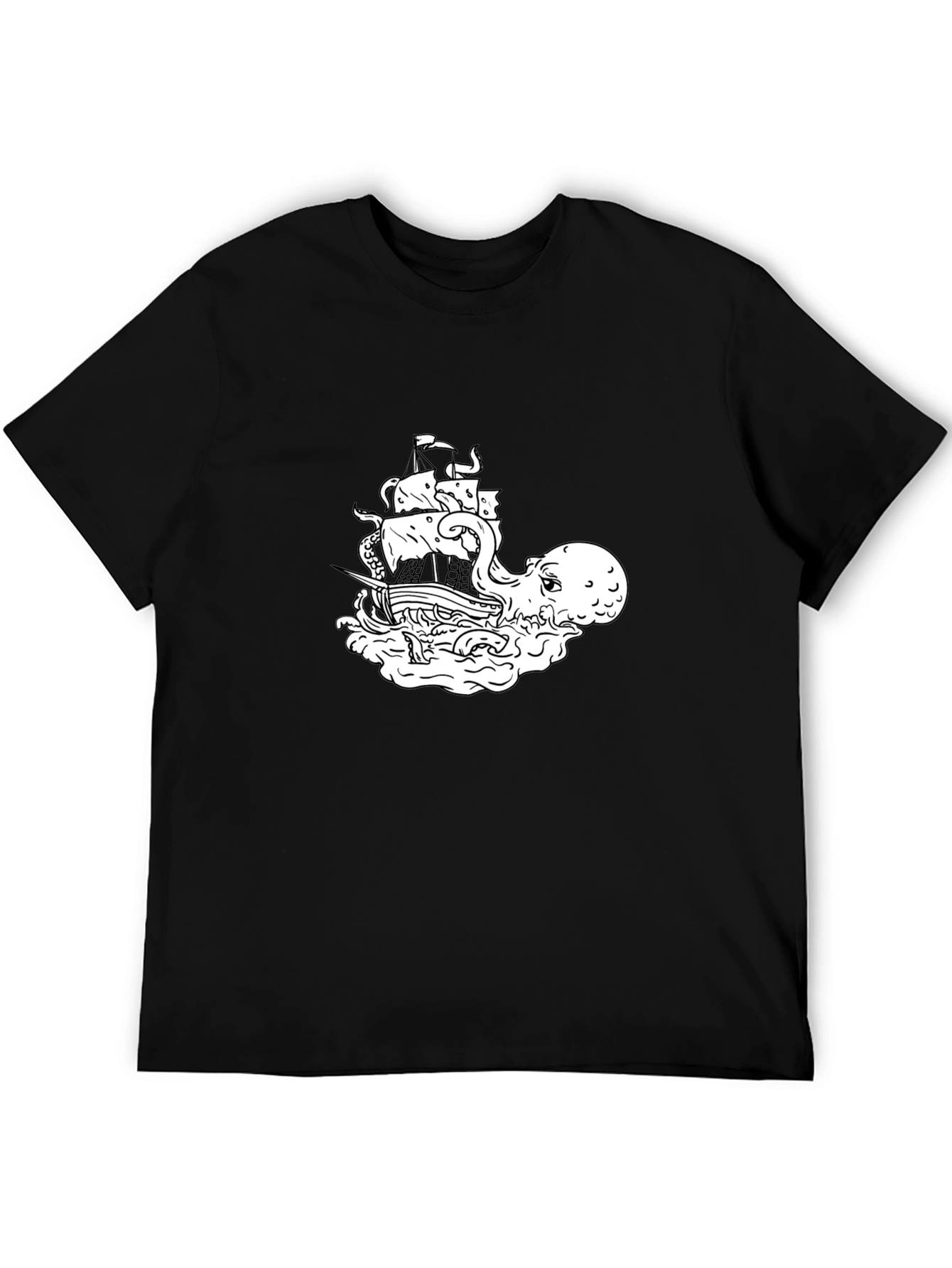Octopus vs Ship Graphic T-Shirt
