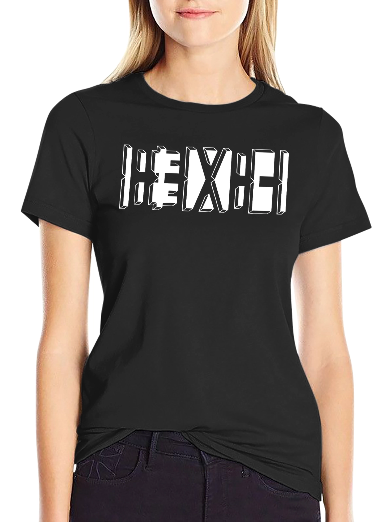 Geometric Graphic Tee - Modern Design Black T-Shirt