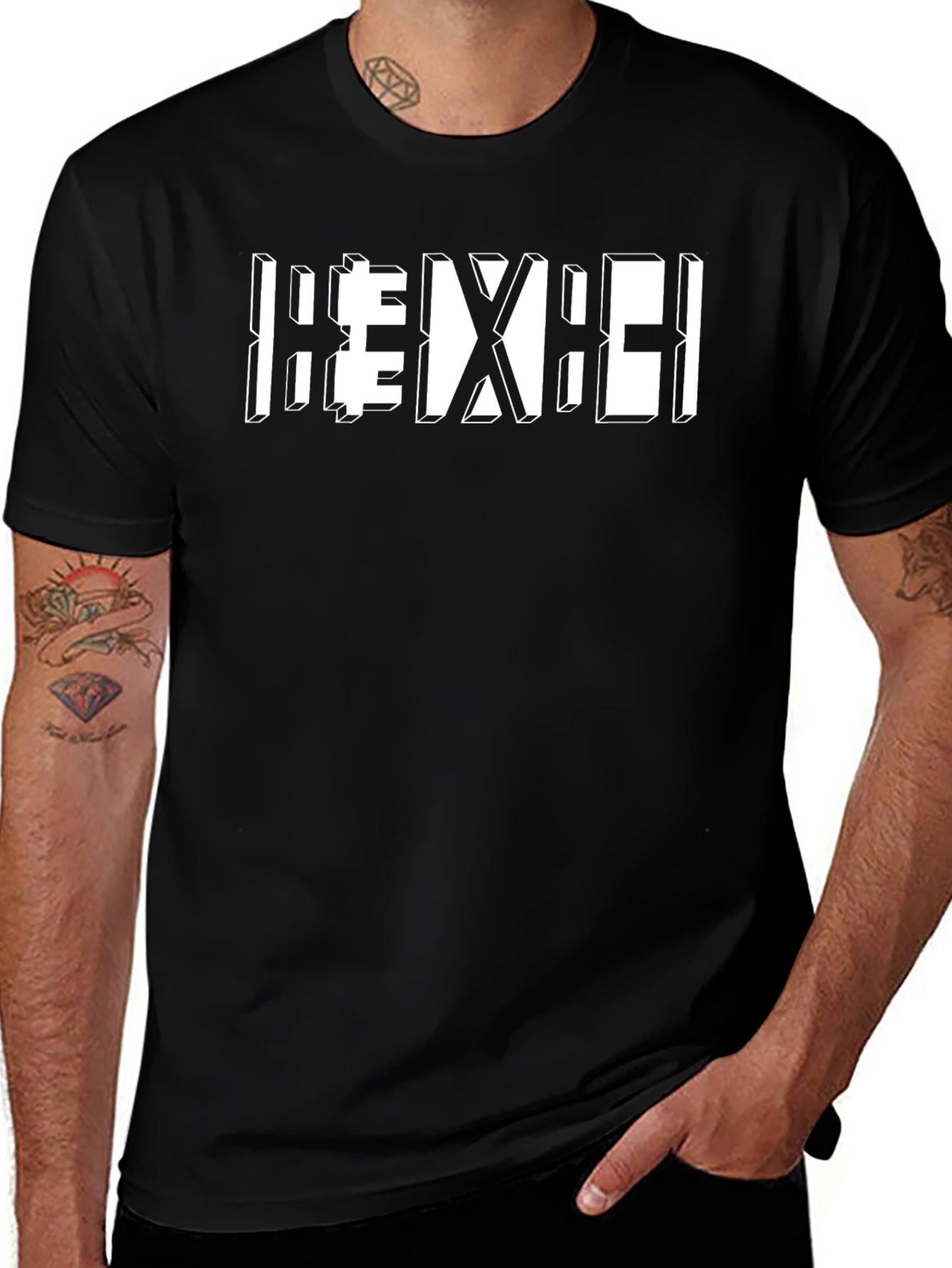 Geometric Graphic Tee - Modern Design Black T-Shirt