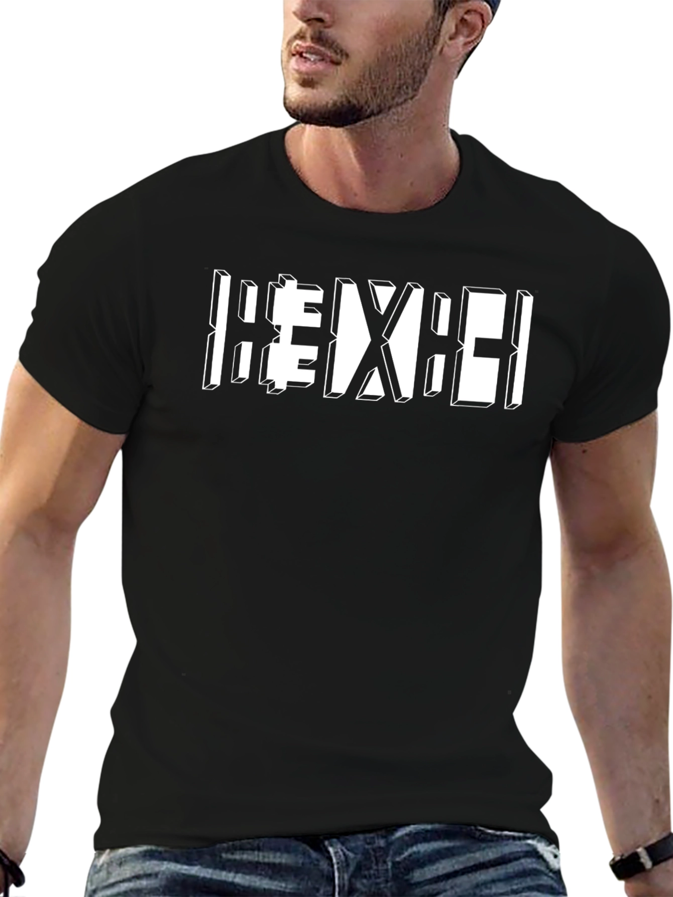 Geometric Graphic Tee - Modern Design Black T-Shirt
