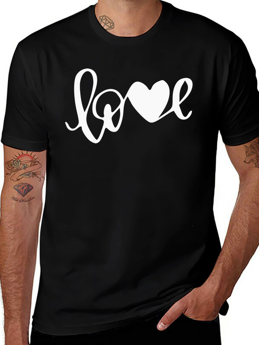 Love Heart Graphic Black T-Shirt