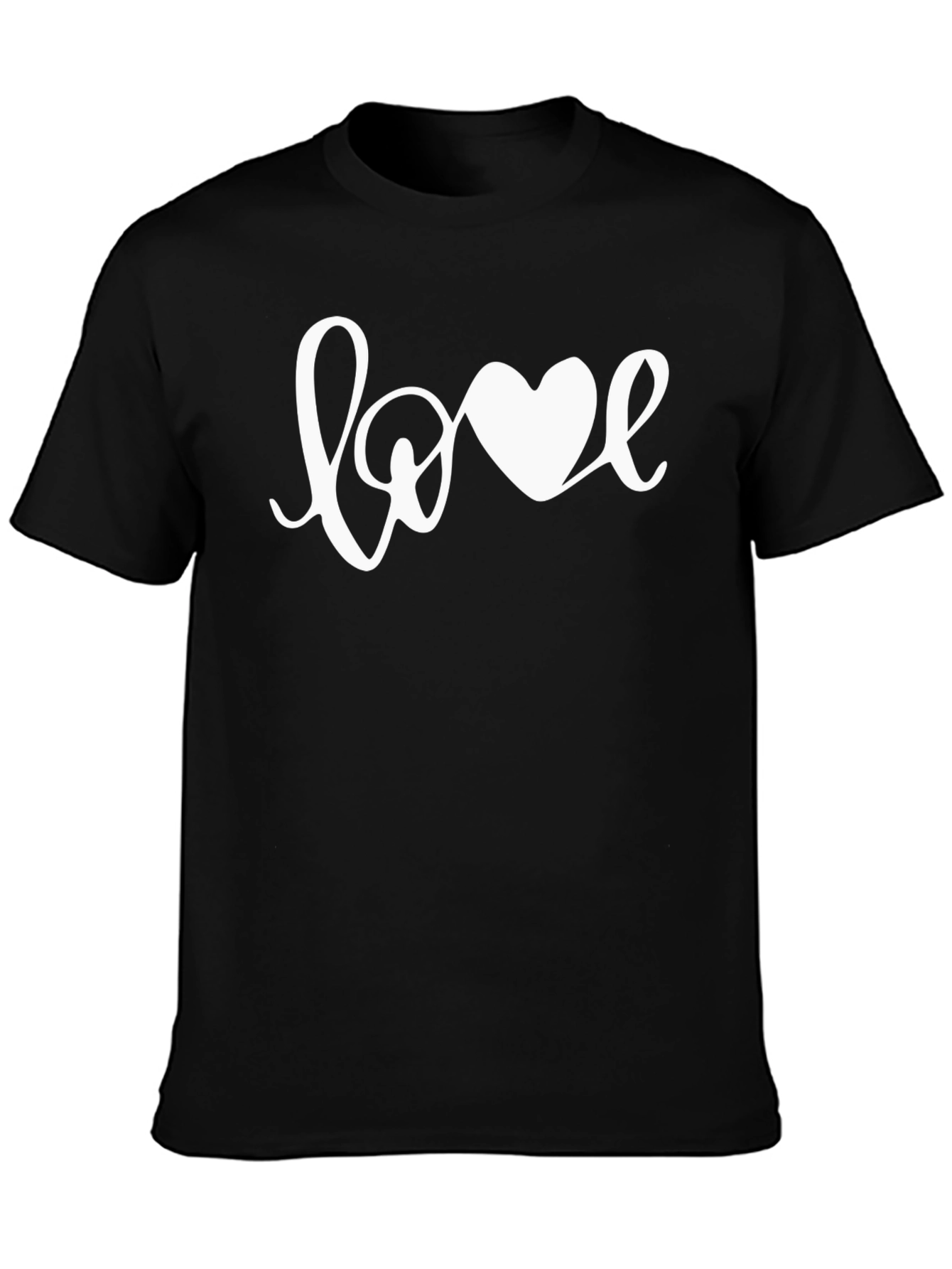 Love Heart Graphic Black T-Shirt
