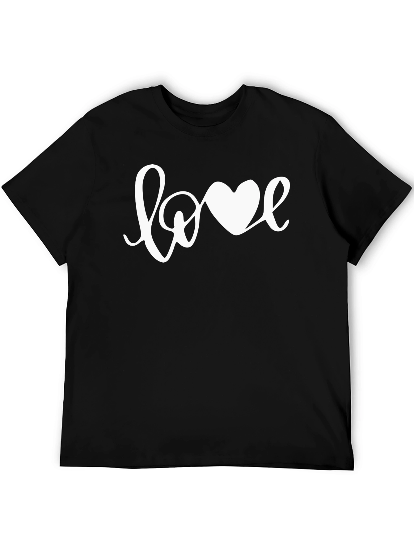 Love Heart Graphic Black T-Shirt