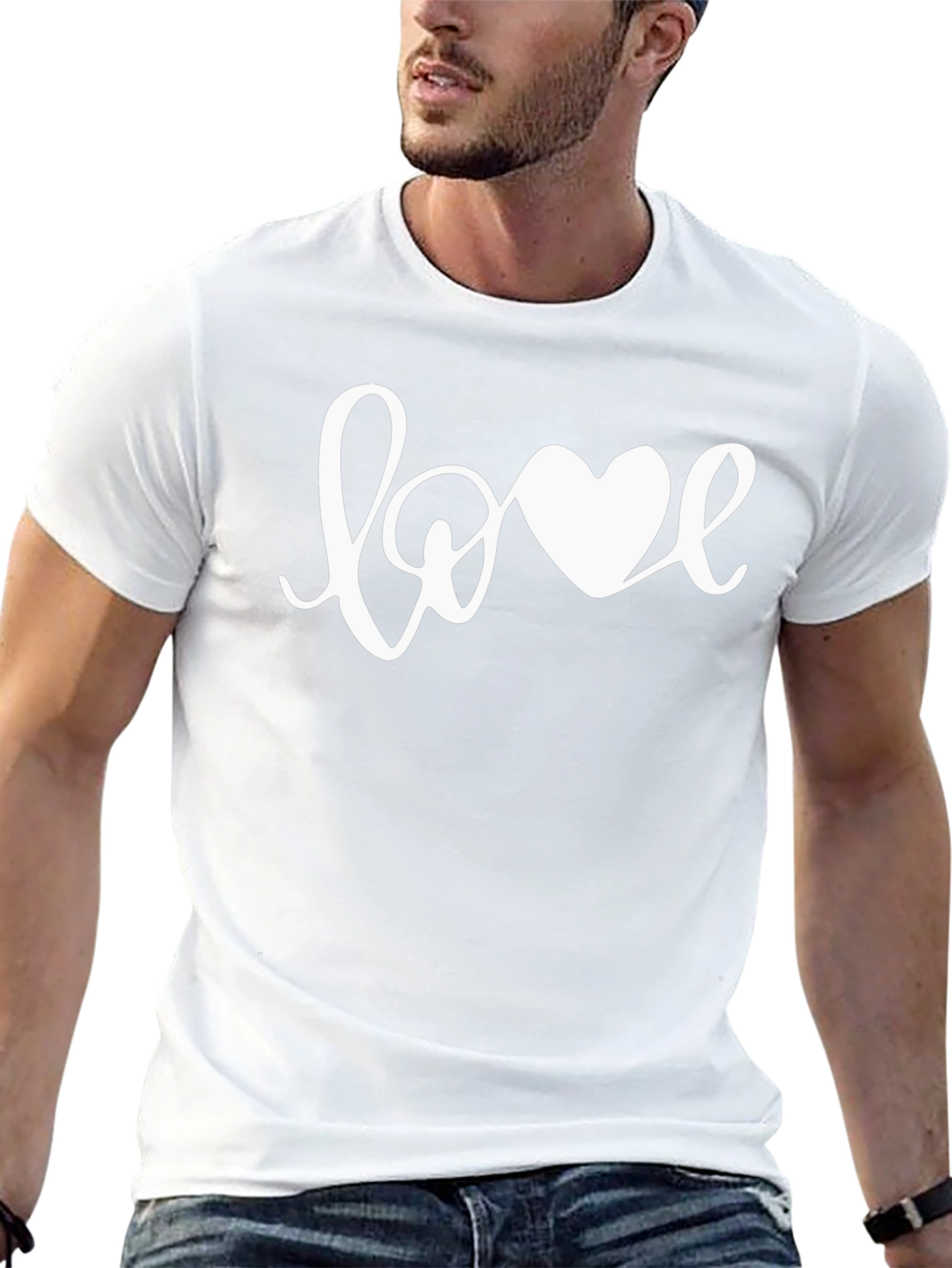 Love Heart Graphic Black T-Shirt
