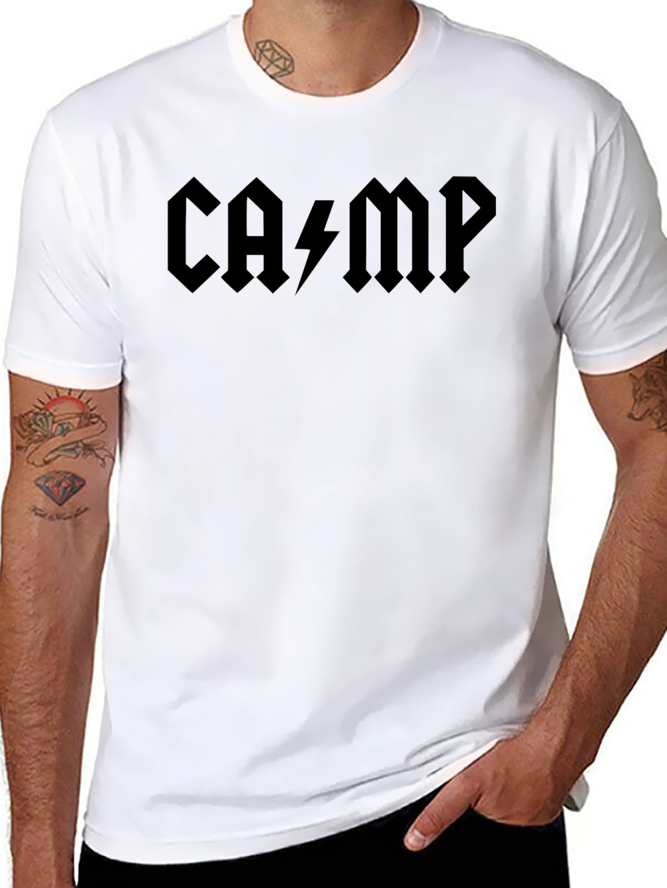 Camp AC/DC Style Graphic Tee - Black