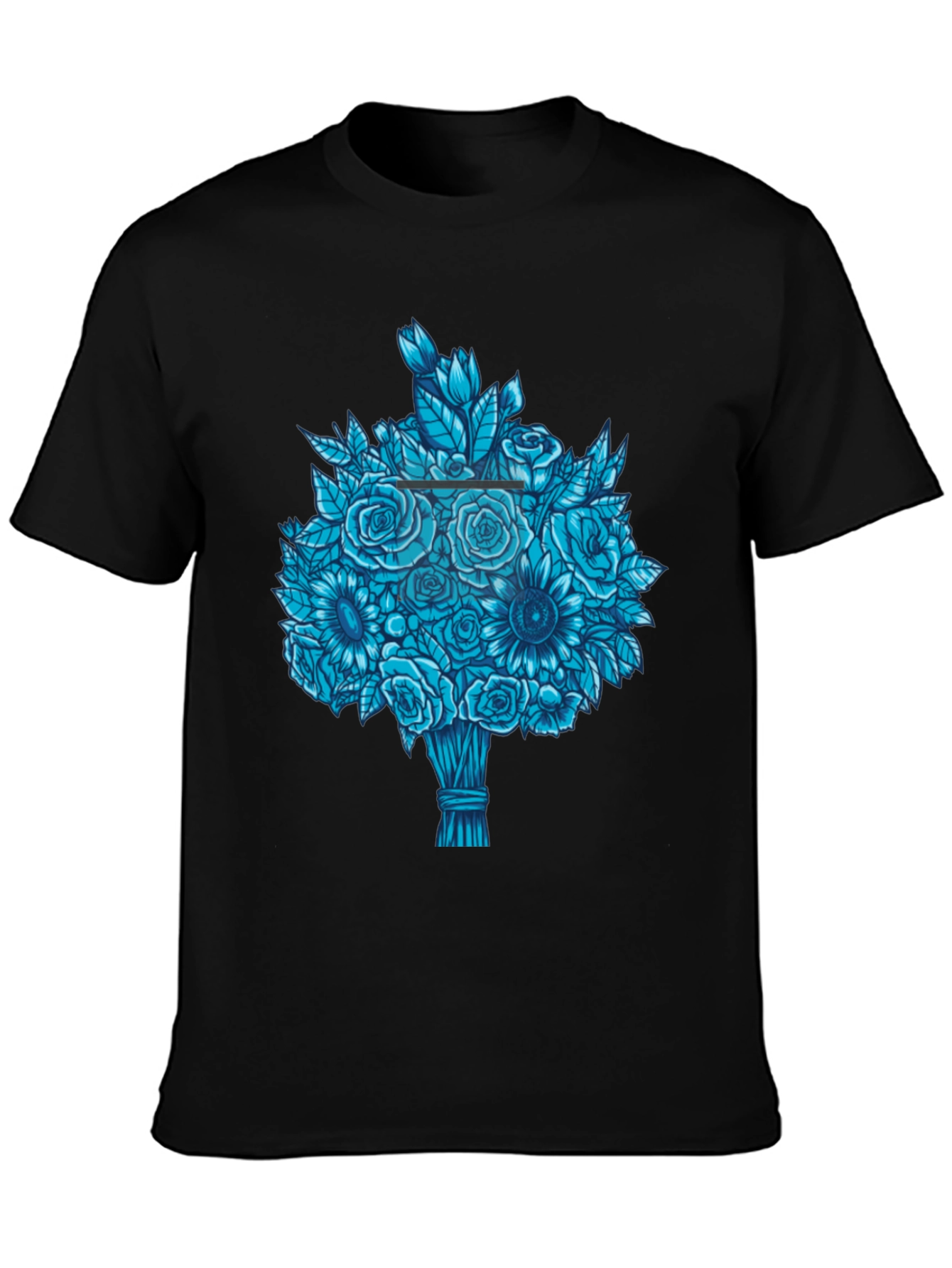 Blue Bouquet Graphic Tee - Unique Floral Design