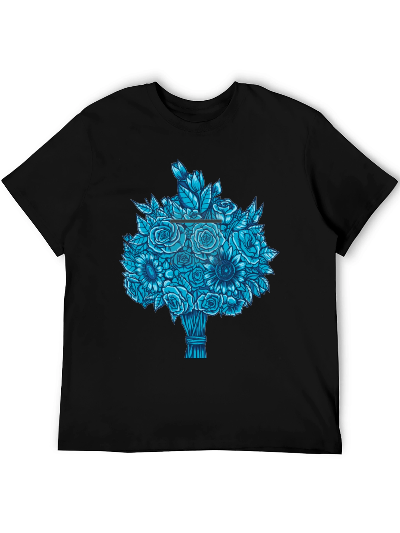 Blue Bouquet Graphic Tee - Unique Floral Design
